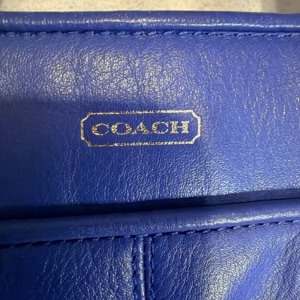 COACH Royal Blue Leather Satchel‎ Crossbody Bag Silver Hardware EUC Rare